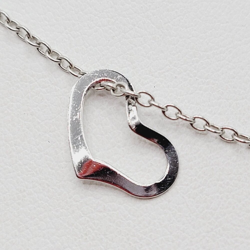 Vintage Beau Sterling Silver Delicate Heart Pendant Necklace on 24" Chain 3.36gr - Picture 2 of 6